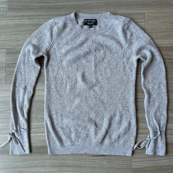 Banana Republic Merino Wool Filpucci Ribbed Gray Crew Neck Sweater Small - Picture 1 of 6